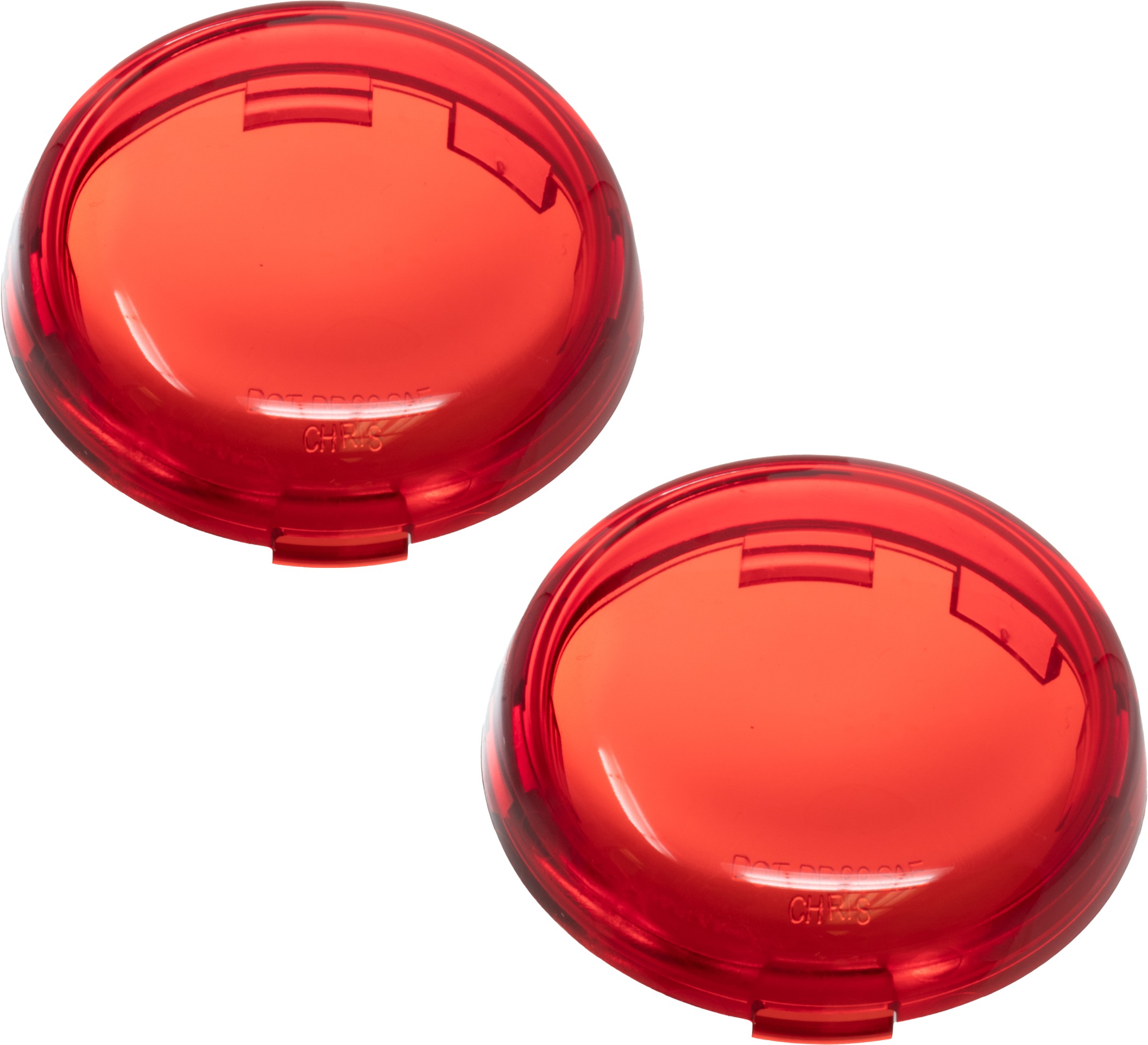 Red 2" Bullet Style Turn Signal Lenses - Pair - Replaces Harley 68973-00 for 99+ 2" Bullet Signals - Click Image to Close