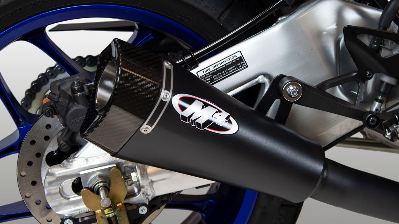RM1 Slip On "Half" Exhaust w/ Black Muffler & Link Pipe - For 15-23 Yamaha YZF R1 - Click Image to Close