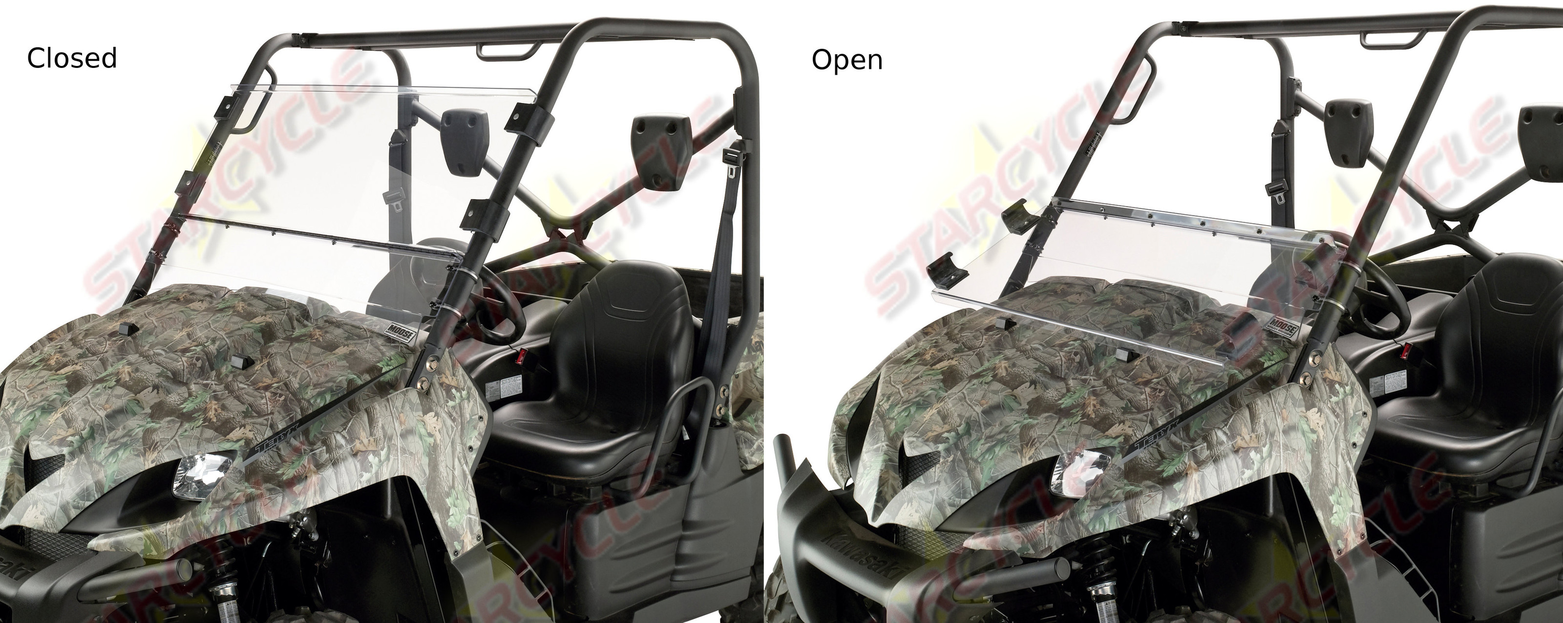 UTV Full Folding Windshield - 10-13 Kawasaki Teryx 750 - Click Image to Close