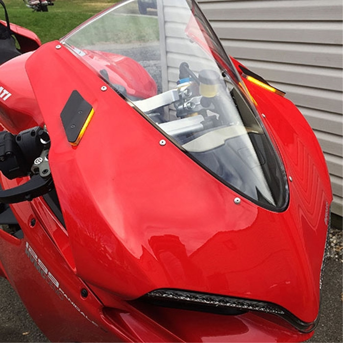 Black Mirror Block Off LED Turn Signals - For 16-19 Ducati 959 Panigale - Click Image to Close