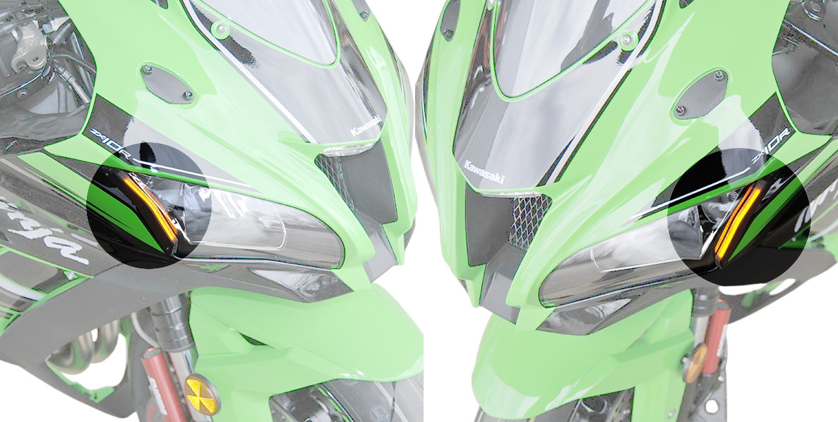 Front LED Turn Signals - For 16-20 Kawasaki ZX10R - Click Image to Close