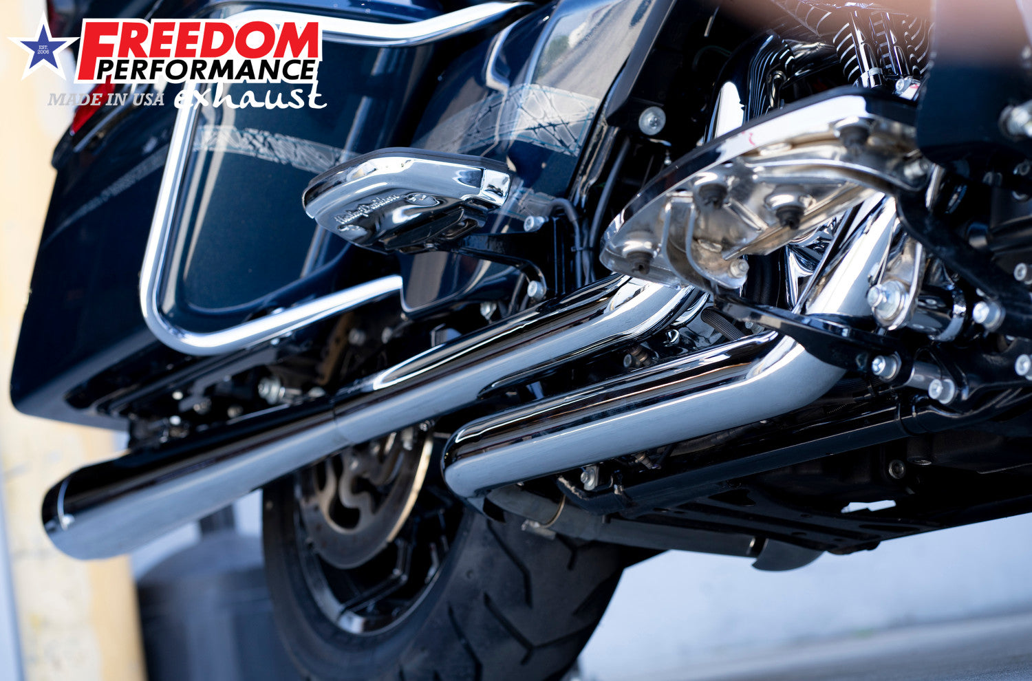 Tuck & Under Chrome True Dual Exhaust Headers - For 95-08 Harley Touring - Click Image to Close