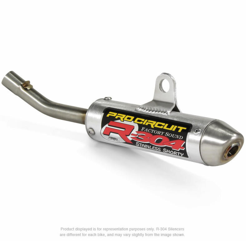 R-304 Shorty Aluminum Slip On Exhaust Silencer - For 00-01 Honda CR125R - Click Image to Close