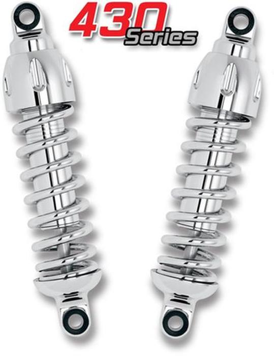 11" 430 Series Shocks Chrome - For 91-17 HD FXD Dyna - Click Image to Close
