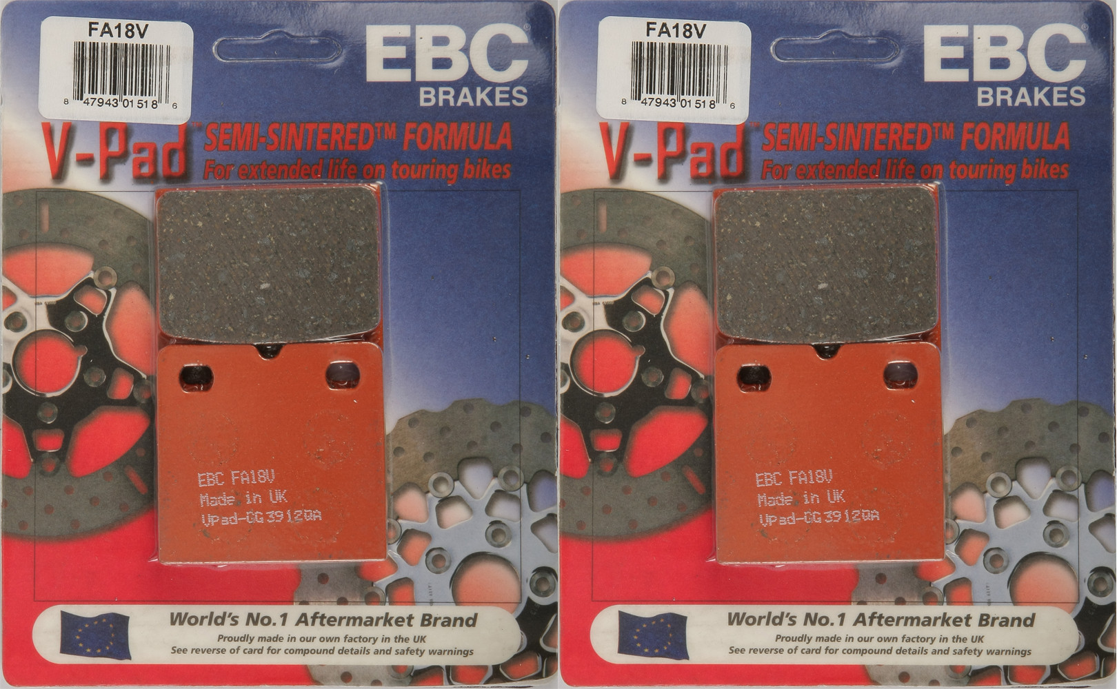 V Series Brake Pads Front Set - Click Image to Close