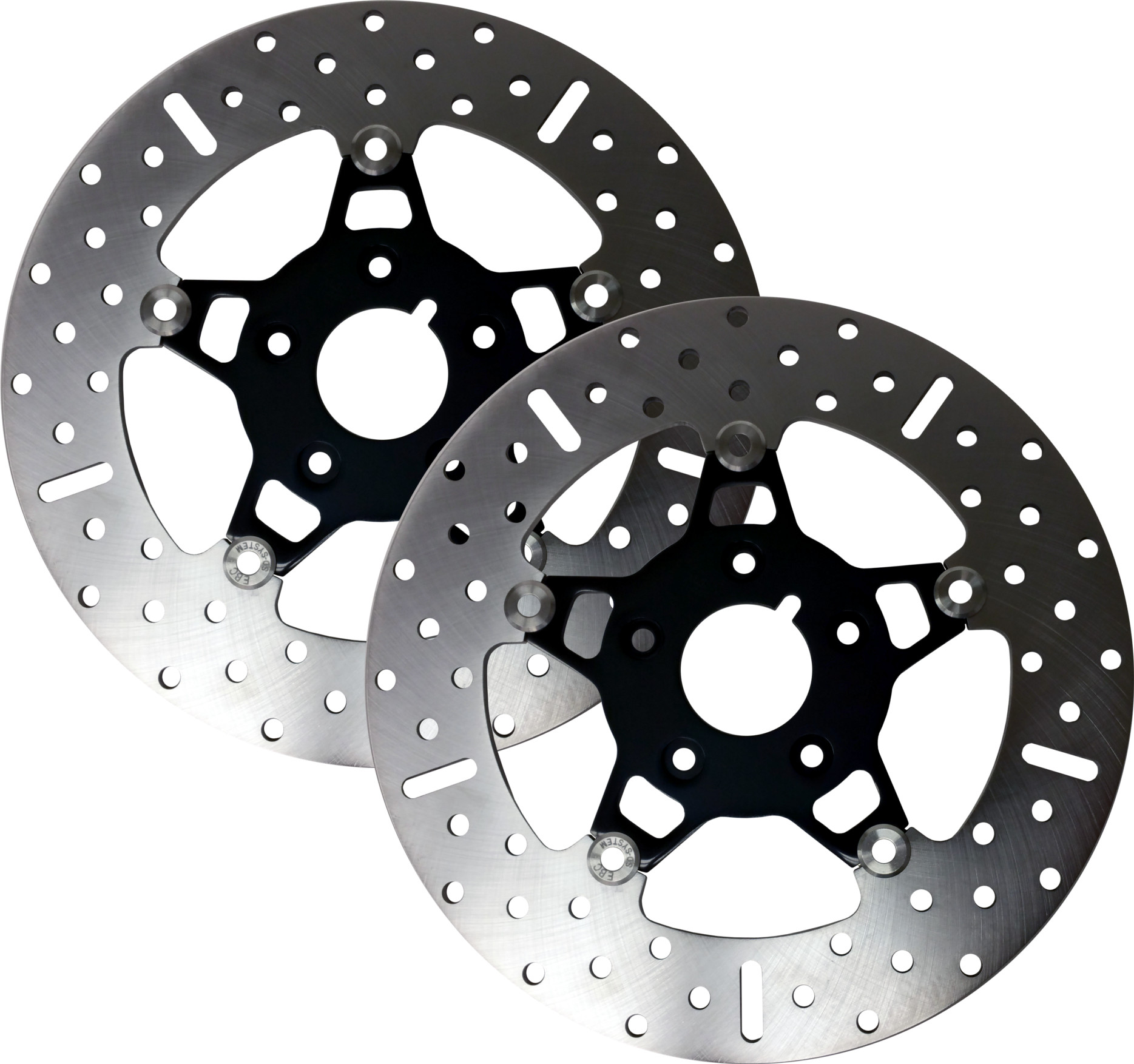 Black Chrome Contour Floating Brake Rotor - 5 Button Floating Brake Rotor - Black Chrome Center Front Set - Click Image to Close