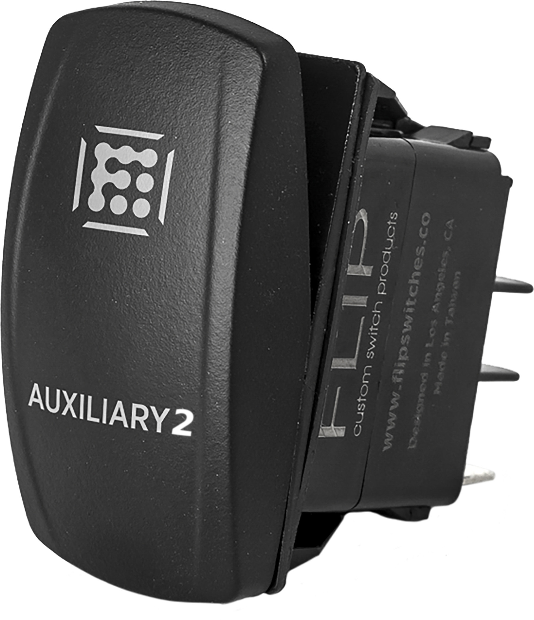 "Auxilary 2" Illuminated Rocker Switch - Amber Lighted SPST Rocker - Click Image to Close