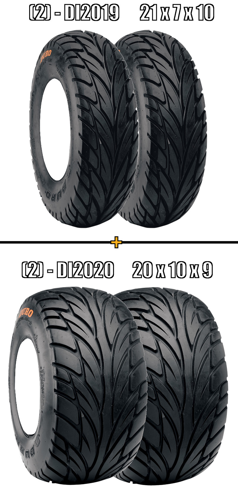 Complete Tire Kit - (2) DI2020 20x10x9 & (2) DI2019 21x7x10 - Click Image to Close