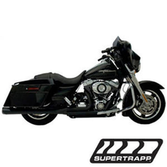2009 Harley FLT & FLH Touring Models 2:1 SuperMeg Full Exhaust System - Black - SuperTrapp SuperMeg Full exhaust - Click Image to Close