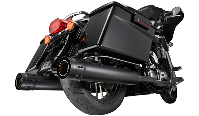 Loose Cannon Black 4" Dual Slip On Exhaust - 95-16 HD Touring - Click Image to Close