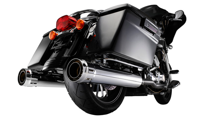 Loose Cannon Chrome 4" Dual Slip On Exhaust - For 17-21 Harley Touring - Click Image to Close