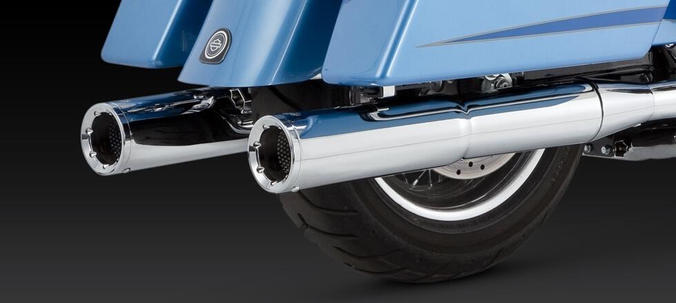 Hi Output Dual Slip On Exhaust - For 95-16 Harley Touring - Click Image to Close