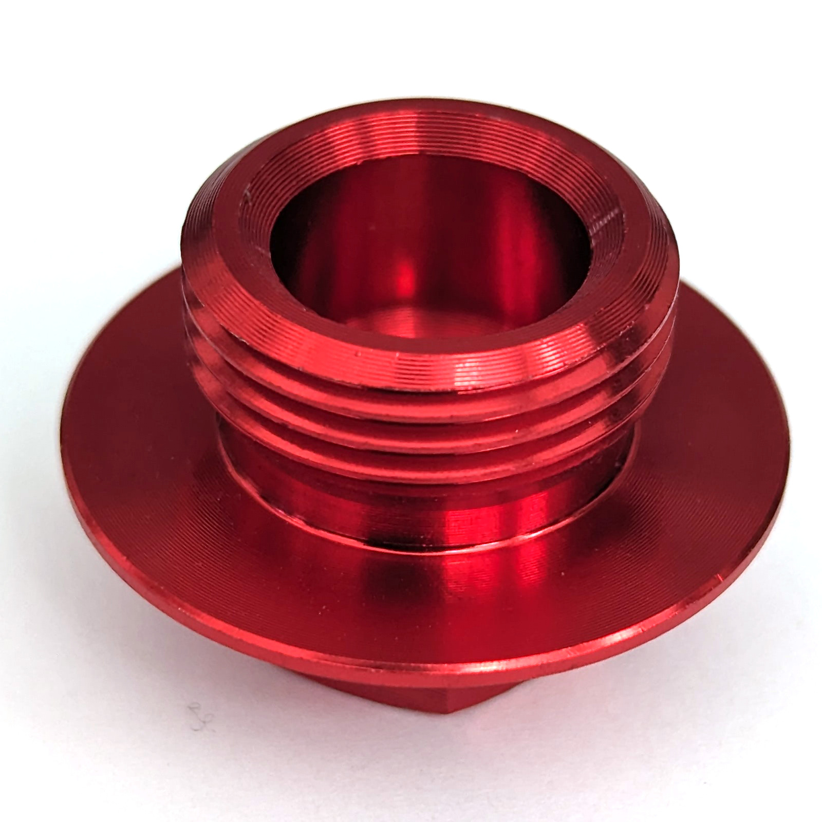 Red Billet Oil Filler Plug w/ Safety Wire Holes - M20 x 1.5 Threads w/ 30mm Head - 14mm Hex - Click Image to Close