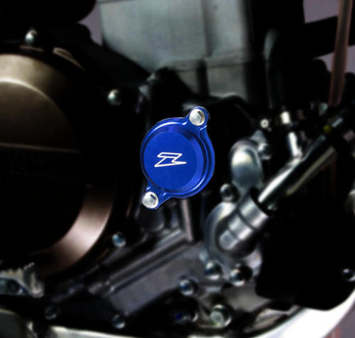 Motorcycle Oil Filter Cover - Blue - For 2007+ Yamaha WR250R / WR250X - Click Image to Close