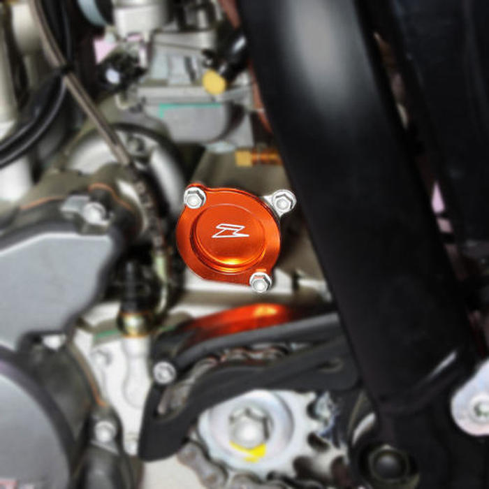 Zeta Motorcycle Oil Filter Cover - Orange - For Many 2010+ KTM "Big Bike" 4 Strokes - Click Image to Close