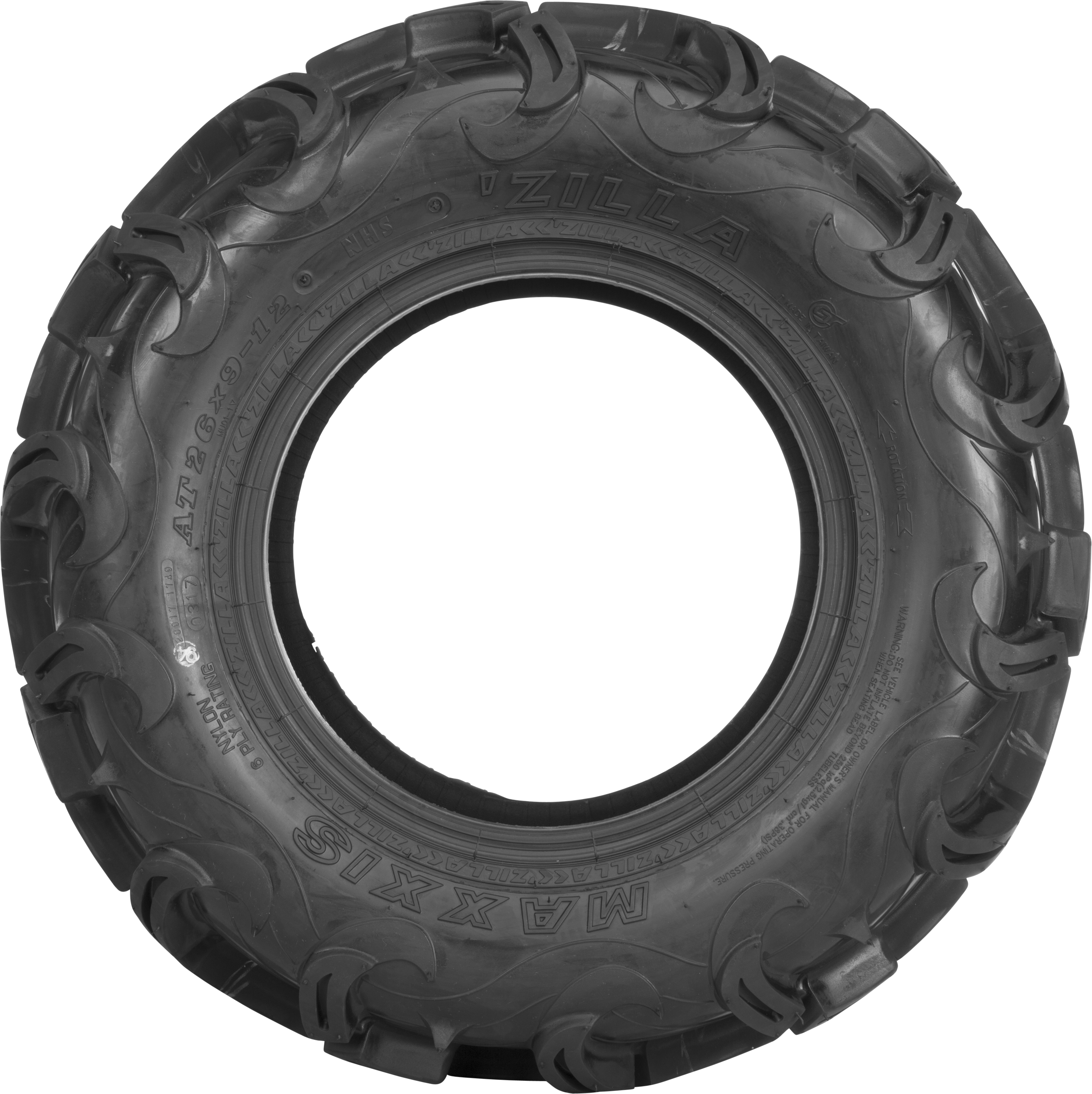 Zilla 25X8-12 6 Ply Rating ATV Tire - Click Image to Close