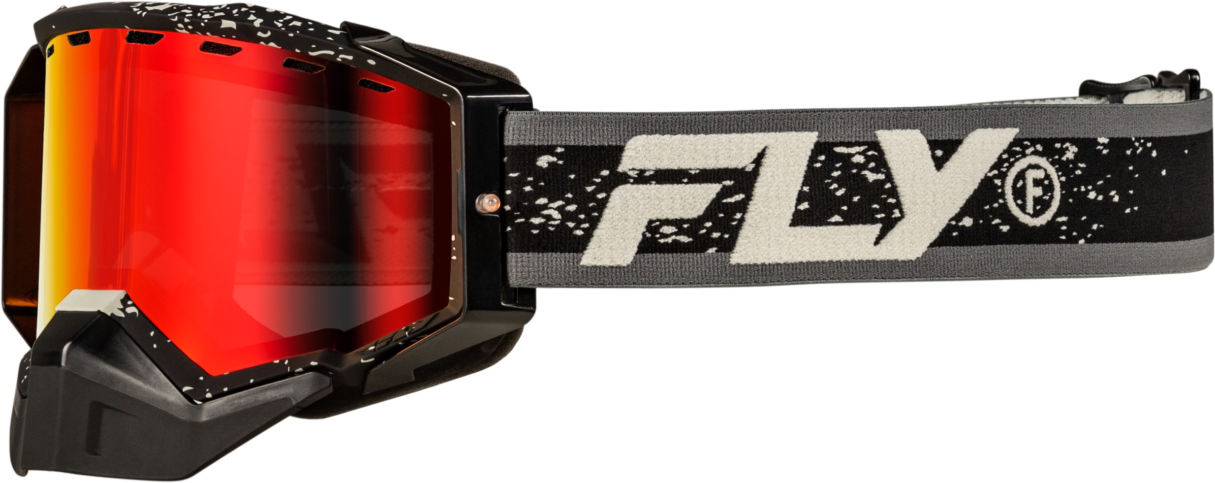 Fly Racing Zone Snow Goggle Black/Grey Red Mirror Lens - Premium snow goggles with red mirror lens - Click Image to Close