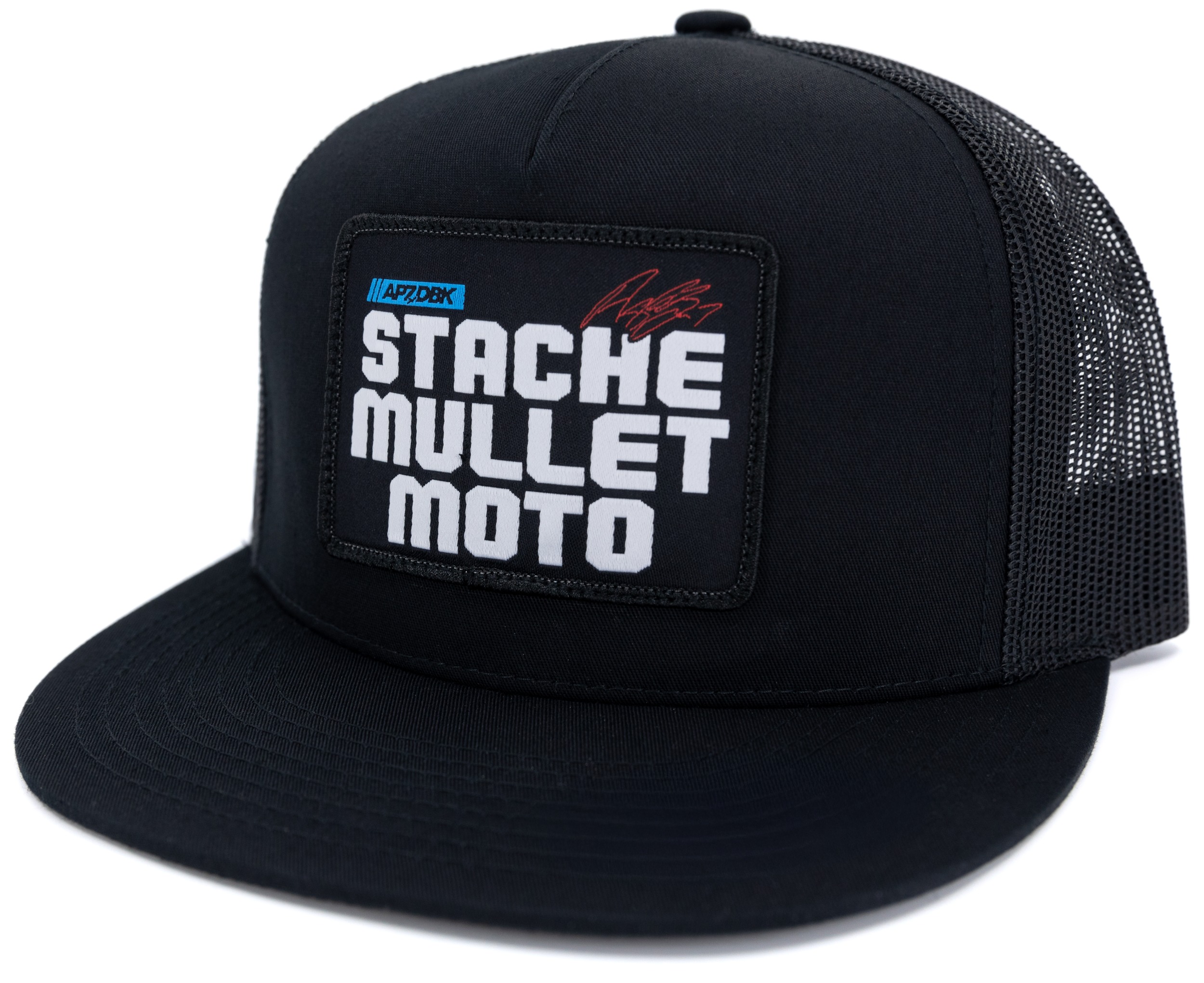 DBK Stache Mullet Moto 2Fifty Hat Black - Black 2Fifty trucker hat by DBK - Click Image to Close