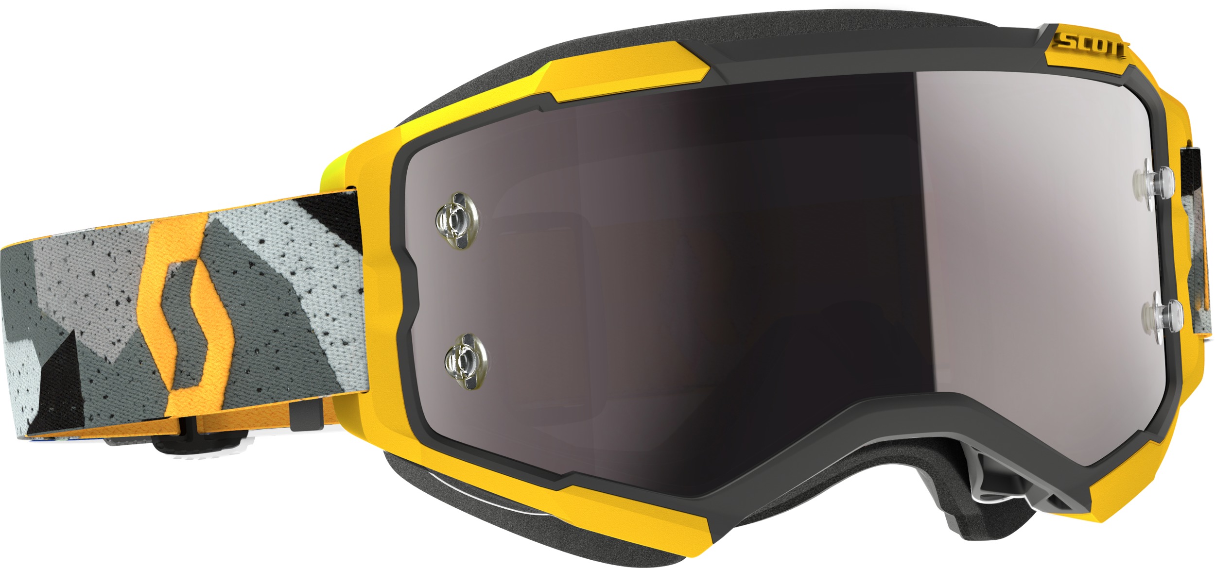 SCOTT Fury Goggles Camo Grey/Yellow Silver Chrome Lens - Offroad goggles with silver chrome lens - Click Image to Close