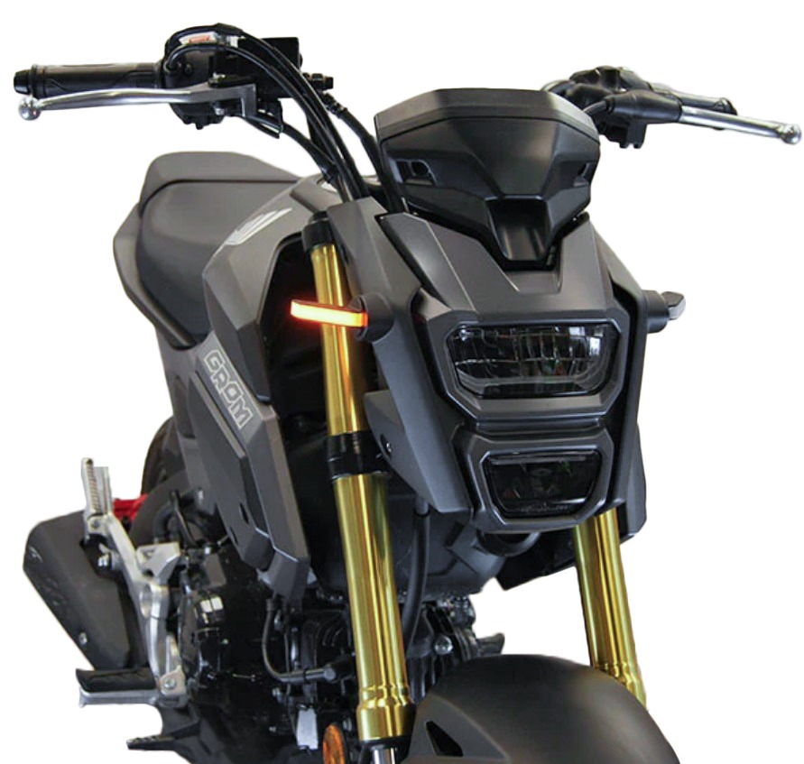 New Rage Cycles Front LED Turn Signals Black Fits 13-20 Honda Grom - Click Image to Close