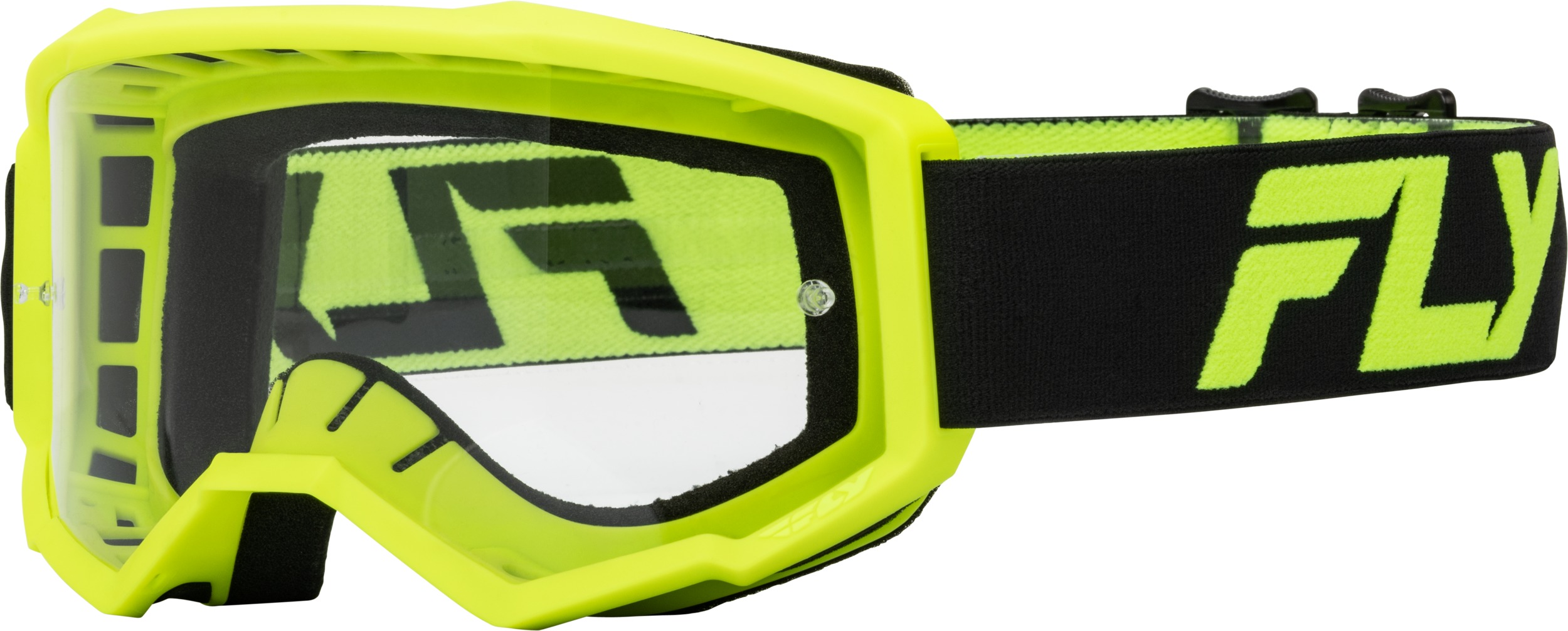 Fly Racing Focus Goggle Black/Hi-Vis Yellow with Clear Lens - Offroad goggles, Black/Hi-Vis Yellow, Clear lens - Click Image to Close