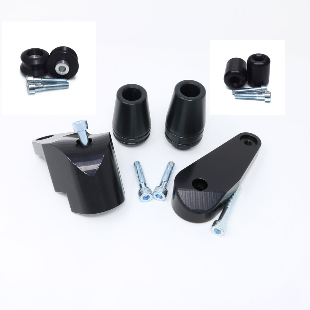 Black Complete No-Cut Frame Sliders Kit w/ Bar & Arm Slider - For 17-21 Yamaha R6 - Click Image to Close