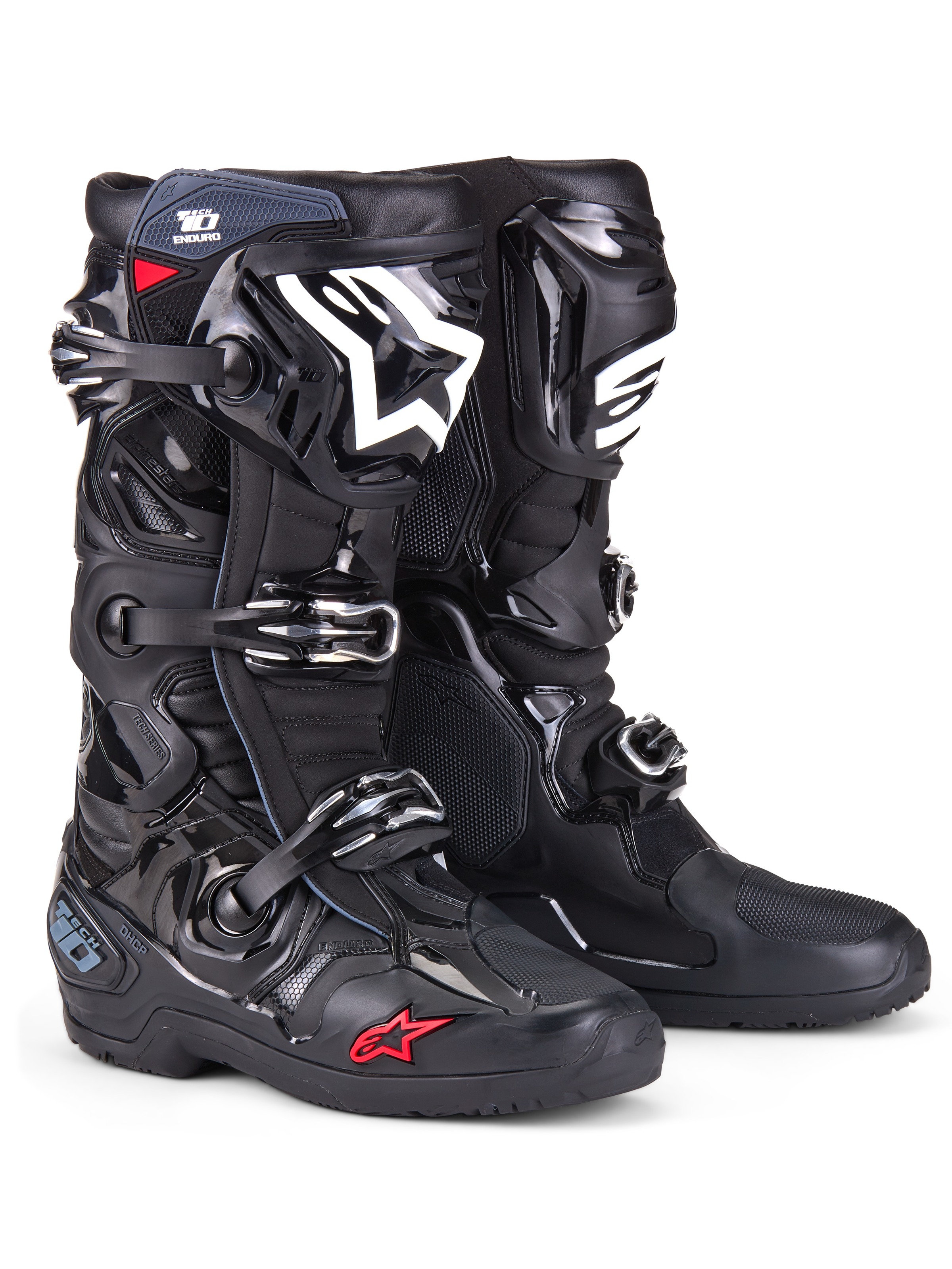 Alpinestars Tech 10 Enduro Boots Black Size 9 - Premium off-road boots with Enduro sole, Size 9 - Click Image to Close