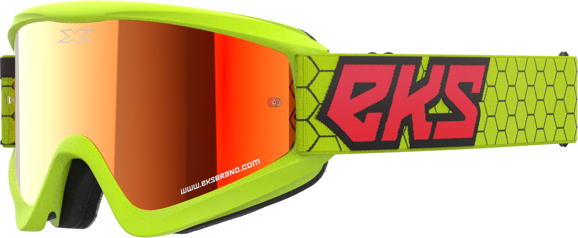 EKS Brand Flat Out Mirror Goggle Flo Yellow/Black/Fire Red Mirror - Click Image to Close