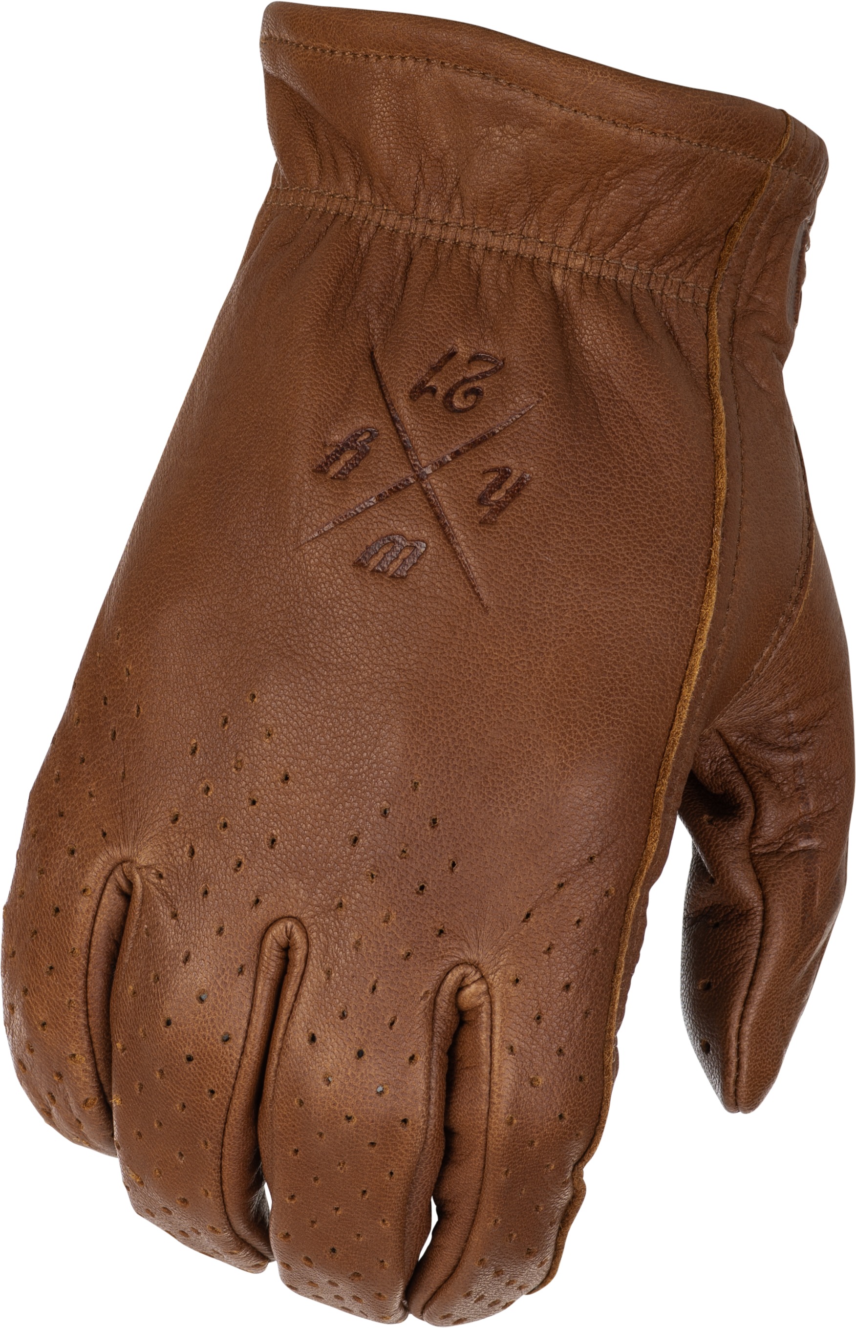 Highway 21 Louie Perforated Gloves Brown 2X-Large Men's - Perforated deer skin leather gloves, Brown, 2X-Large - Click Image to Close