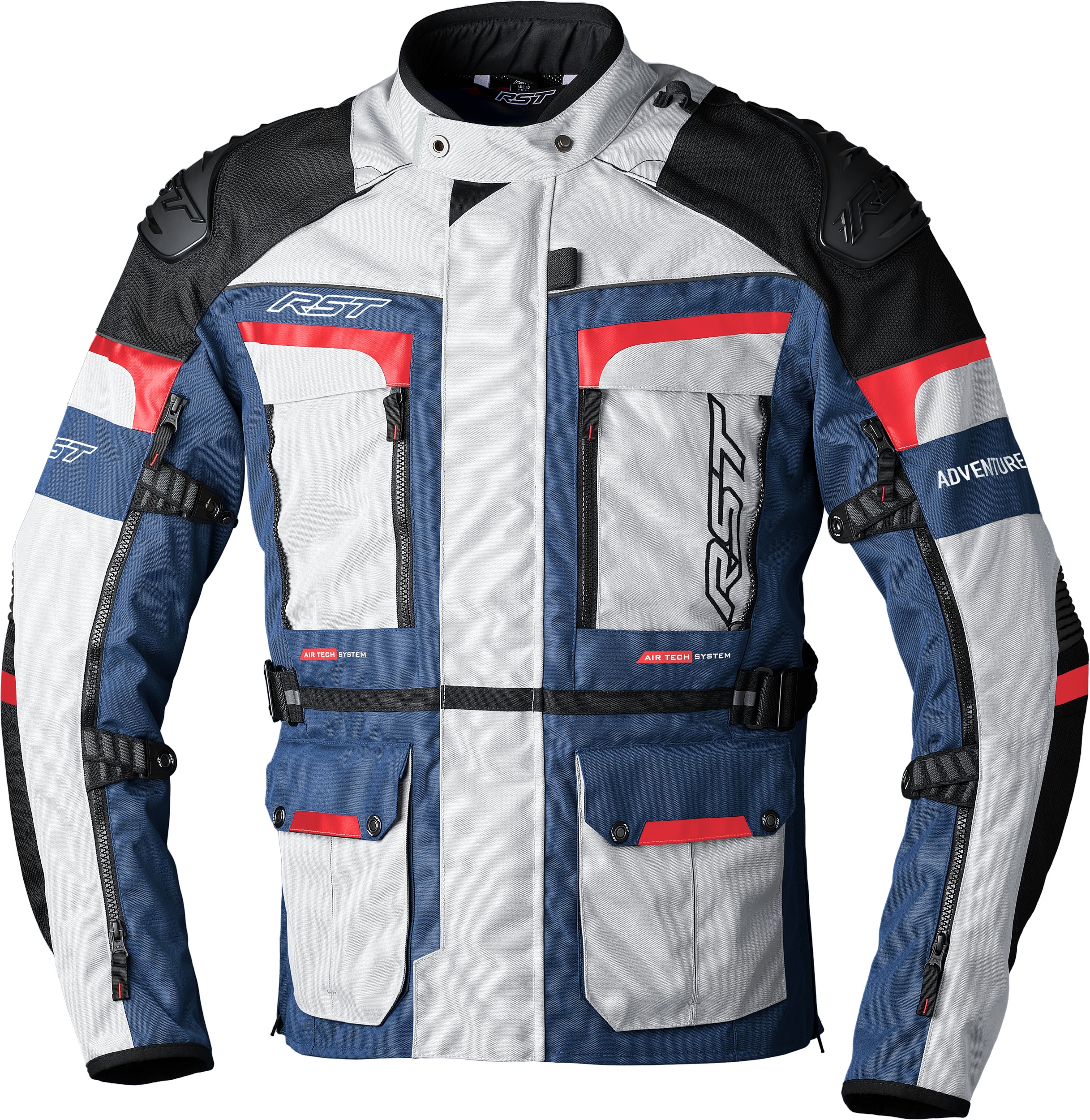 RST Pro Series Adventure-X CE Jacket Silver/Blue/Red 3XL - Adventure touring jacket, CE certified, 3XL, Silver/Blue/Red - Click Image to Close