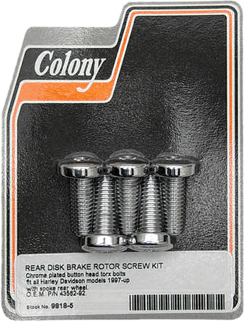 Brake Rotor Bolt Kit - 5 Bolts 3/8-16 x 1" - Replaces 43567-92 On 94+ Cast Harleys - Click Image to Close
