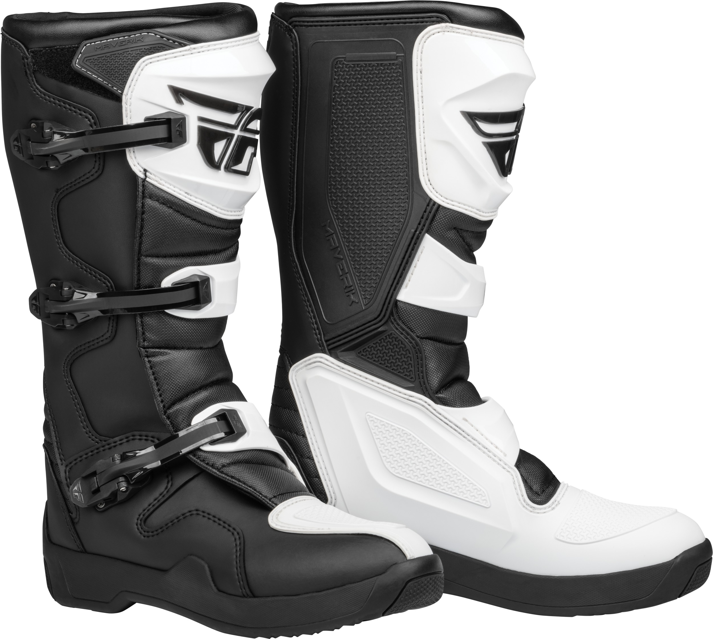 Fly Racing Maverik LT Boot White/Black Size 9 - White/Black off-road boots, size 9 - Click Image to Close