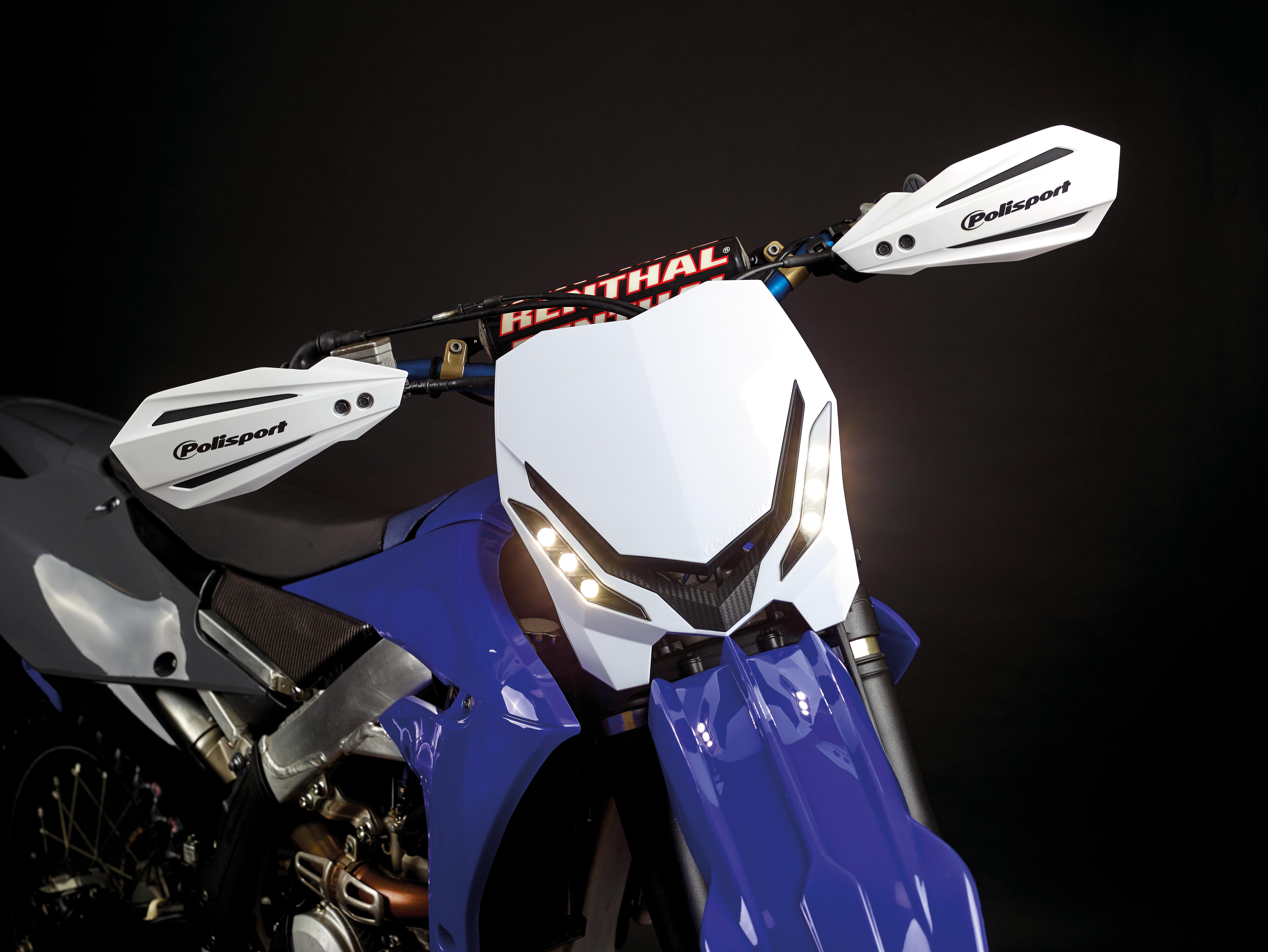Blue & Black E-Blaze LED MX/Enduro Headlight - w/ Fork Mount Straps - Click Image to Close