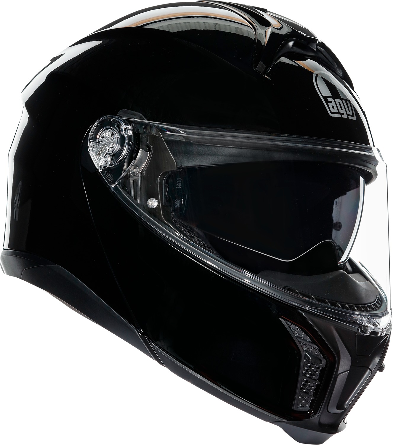 AGV Tourmodular Solid Modular Helmet Gloss Black Small - Modular helmet with gloss black finish, size Small - Click Image to Close