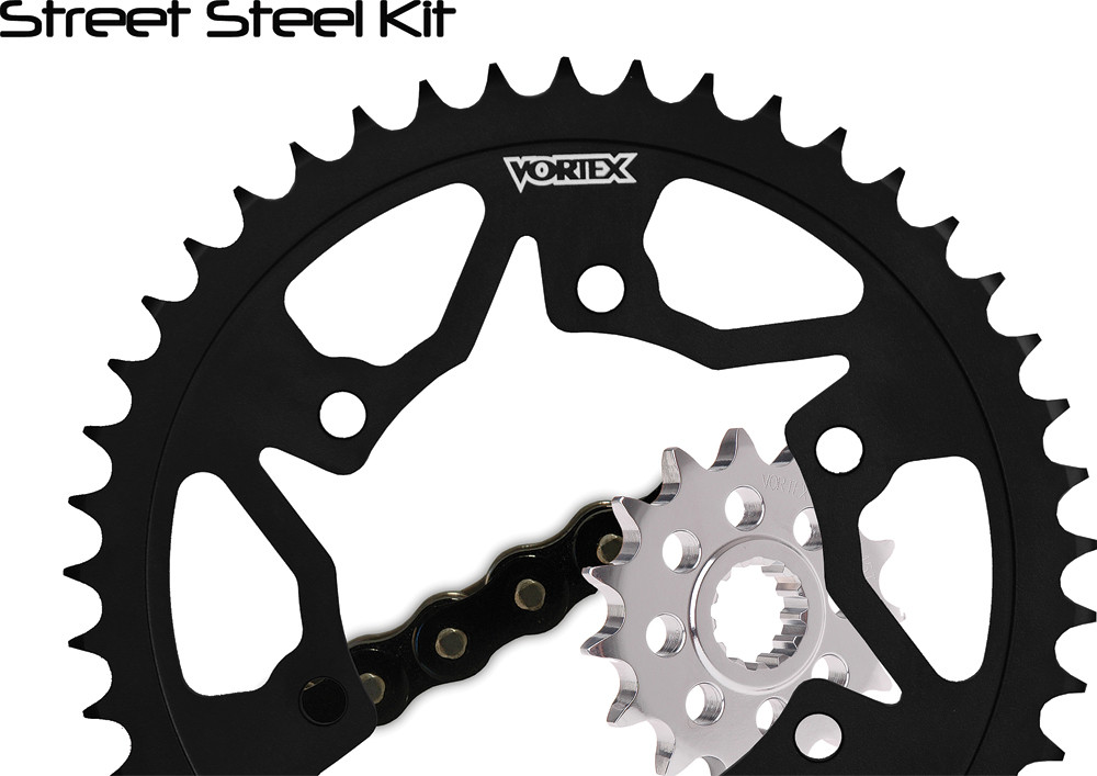 V3 Chain & Sprocket Kit Black SX Chain 520 14/38 Black Steel - For 11-13 Honda CBR250 - Click Image to Close