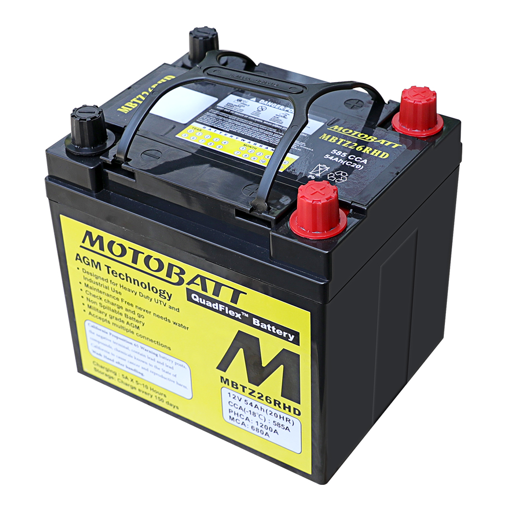 MotoBatt MBTZ26RHD Quadflex AGM Sealed Battery Universal - Quadflex AGM battery, maintenance-free, universal fit - Click Image to Close