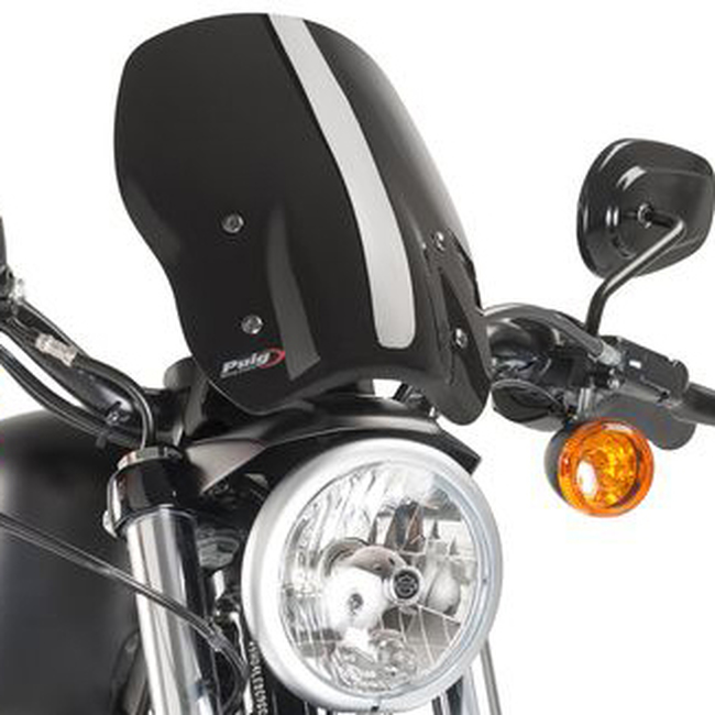 Sportster Windshield NNG - Black - For 04-18 Harley-Davidson Sportster - Click Image to Close