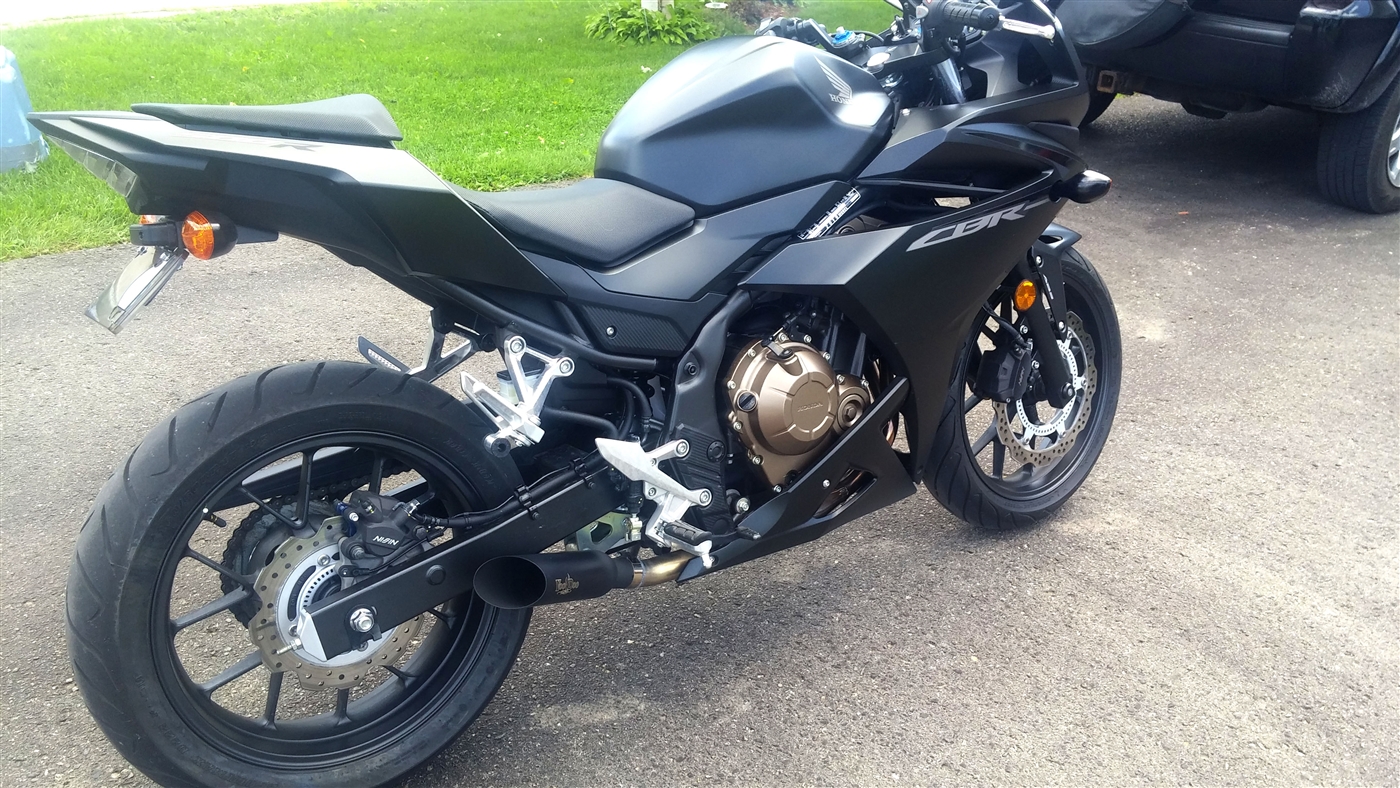Black Shorty Slip On Exhaust - For Honda CBR500R - Click Image to Close