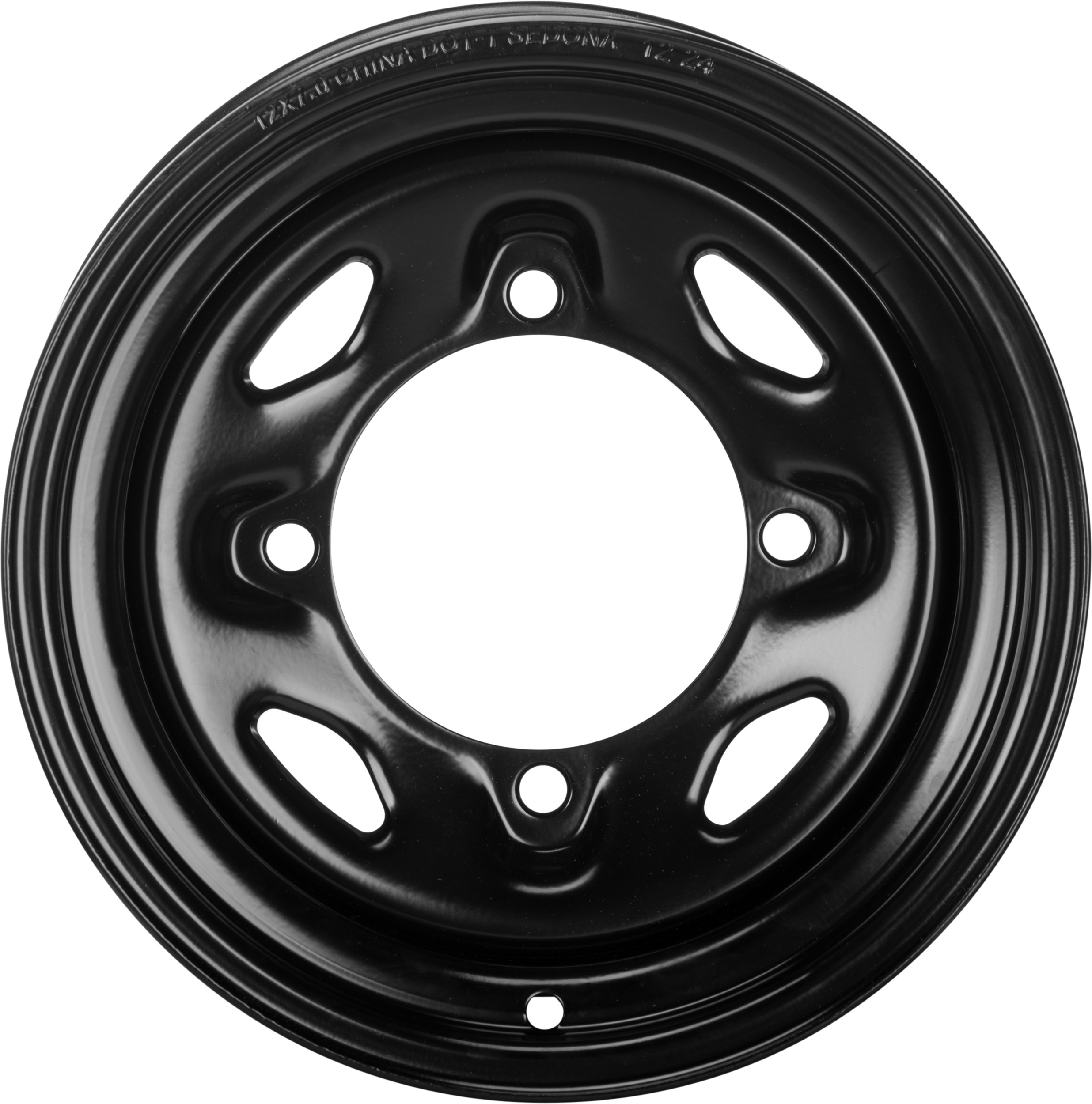 Sedona Steel Wheel 12x7 4/156 4+3 Black 14mm ATV/UTV - 12x7 steel wheel, 4/156, black, 14mm ATV/UTV - Click Image to Close