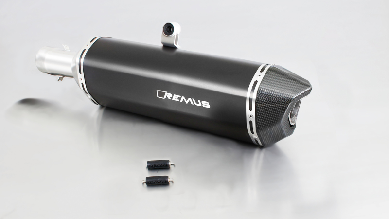 Remus Black Hawk Slip On Exhaust Black For 08-12 BMW F650GS E8GS 52kW - Black Slip On Exhaust For 08-12 BMW F650GS E8GS - Click Image to Close
