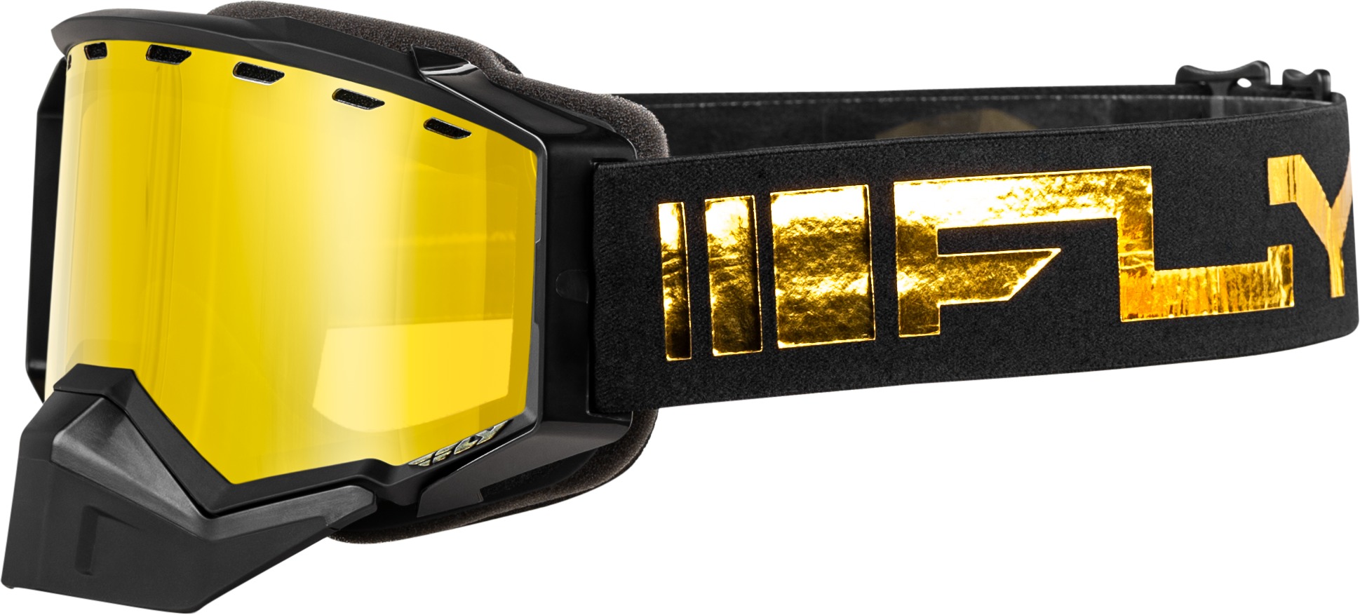 Fly Racing Zone Snow Goggle Black/Gold with Gold Mirror/Yellow Lens - Snow goggle with gold mirror/yellow lens - Click Image to Close