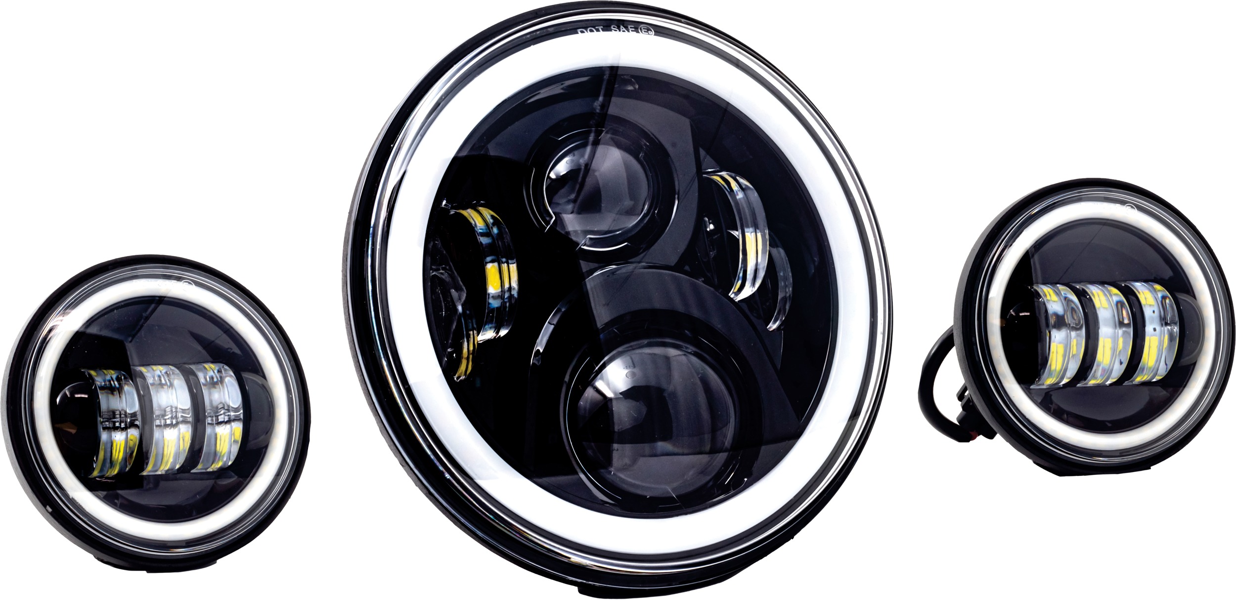 Letric 7" Black LED Headlight Kit with Halo and Mount Adapter - Click Image to Close