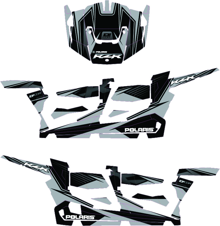 RZR4 Complete Graphic Kit Silver/Black - For 14-17 Polaris RZR 4 XP - Click Image to Close