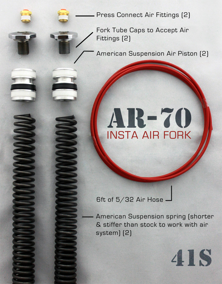 Stock Fork Tube Air Ride Kit 41mm - 00-13 HD Bagger - Click Image to Close