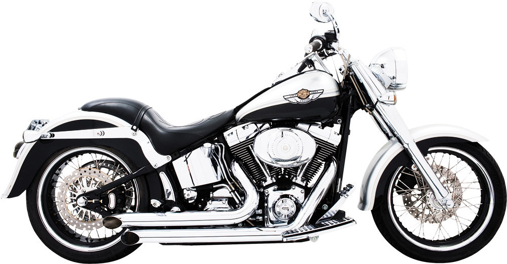 Declaration Turn-Out Chrome Full Exhaust - For 18-21 HD Softail - Click Image to Close