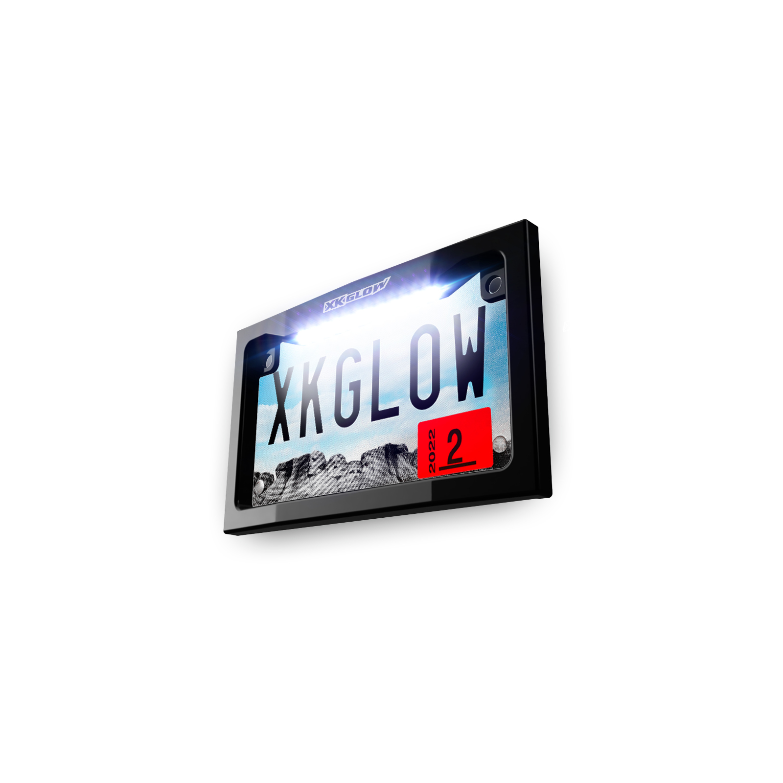 XKGLOW Lighted License Plate Frame Black with White LED Universal - Black license plate frame with white LED lighting - Click Image to Close