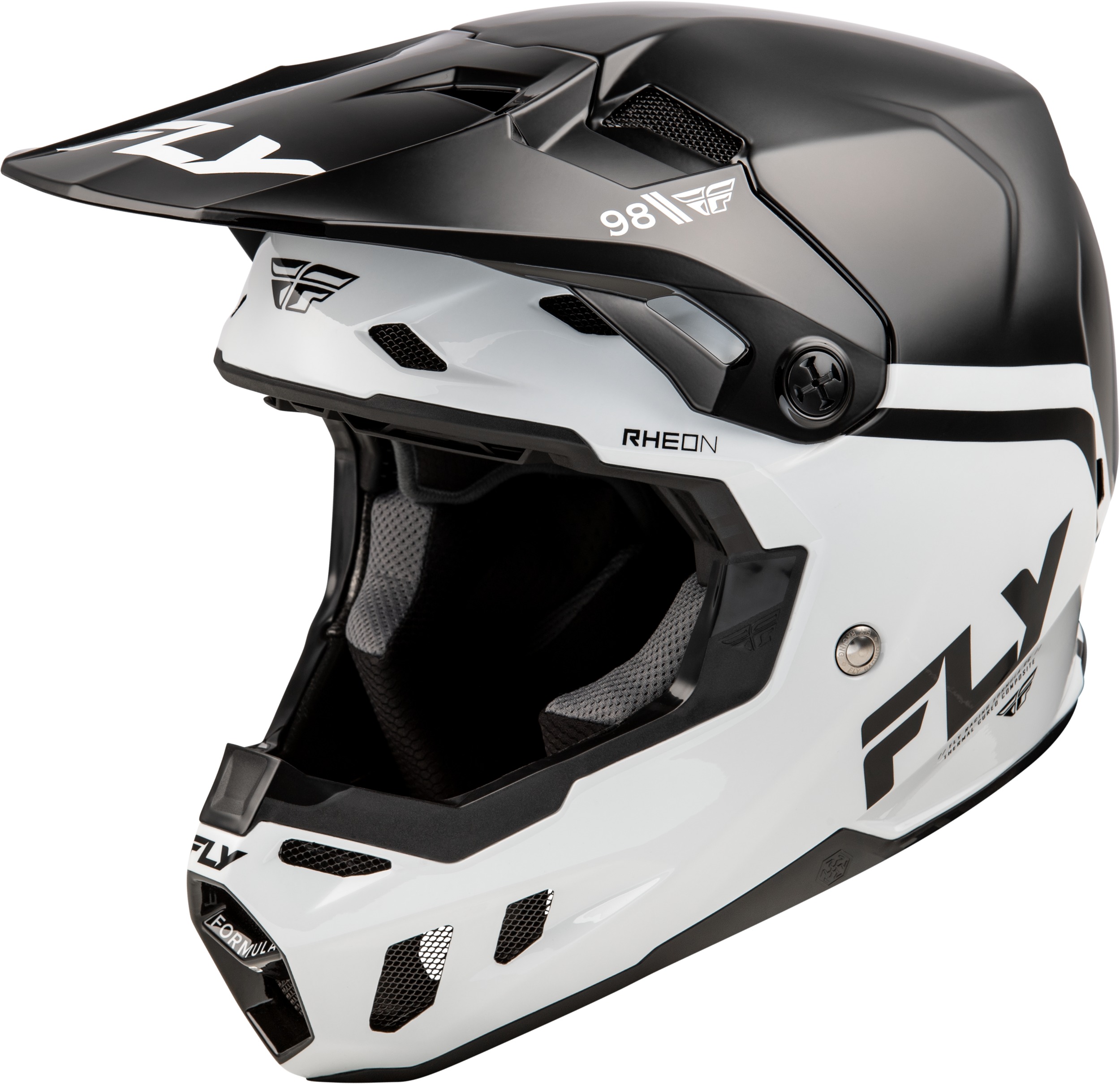 Fly Racing Youth Formula CC Helmet Black/White YL - Premium youth helmet with ECE/DOT approval - Click Image to Close