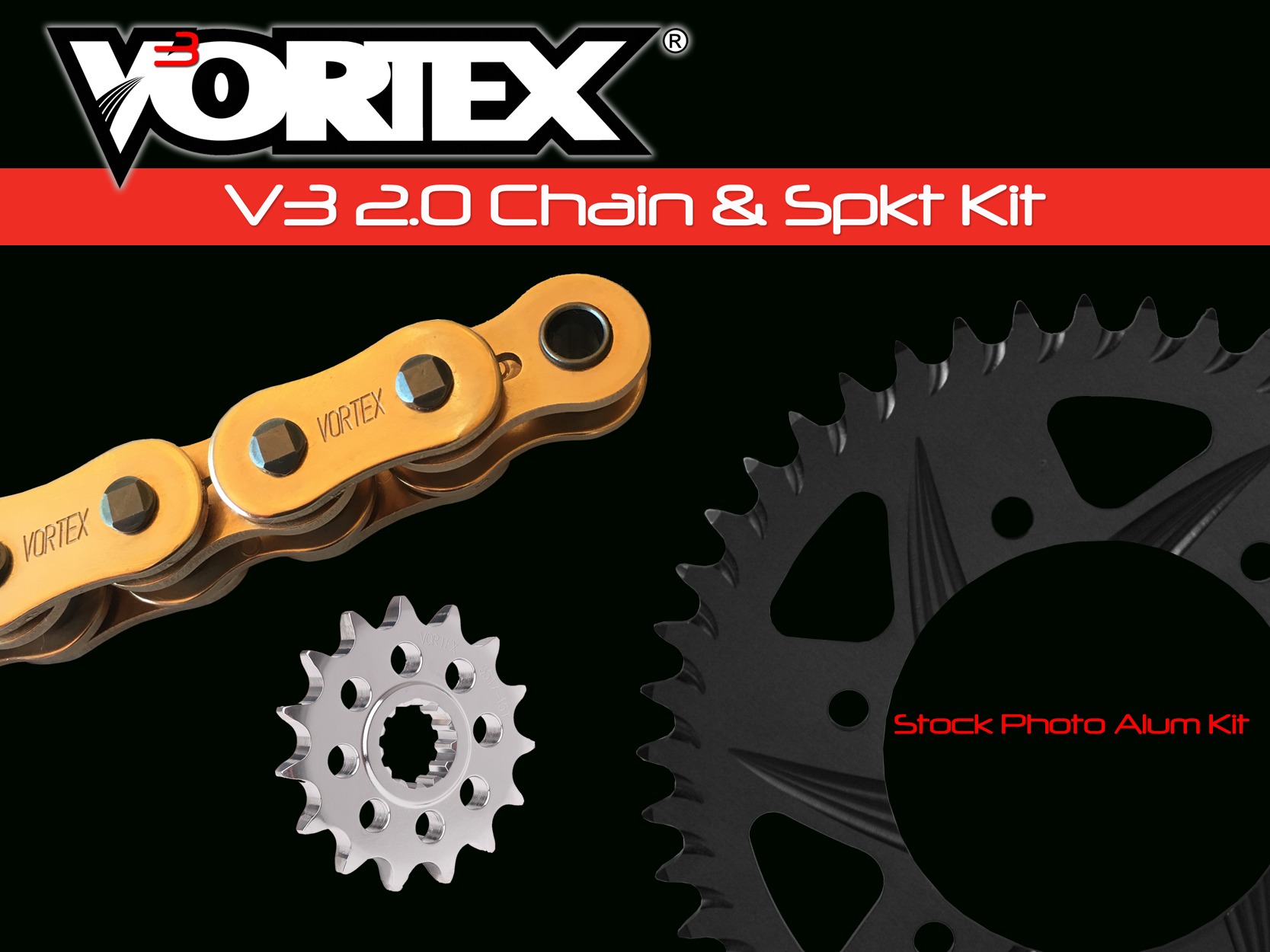 V3 Chain & Sprocket Kit Gold RX Chain 520 15/50 Hardcoat Aluminum - For 99-02 Yamaha R6 - Click Image to Close