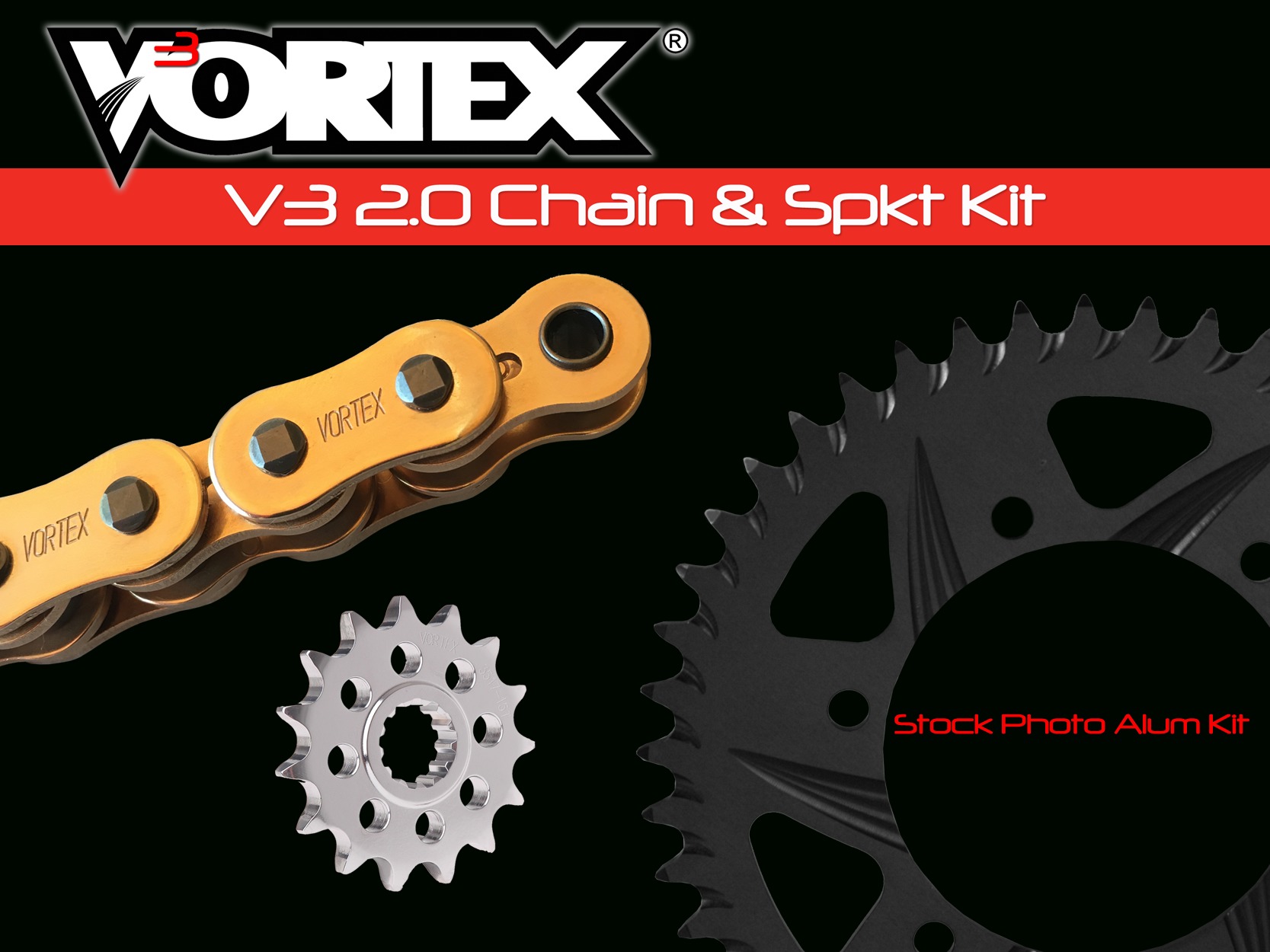 V3 Chain & Sprocket Kit Gold SX Chain 530 17/45 Hardcoat Aluminum - For 06-08 Yamaha R1 - Click Image to Close