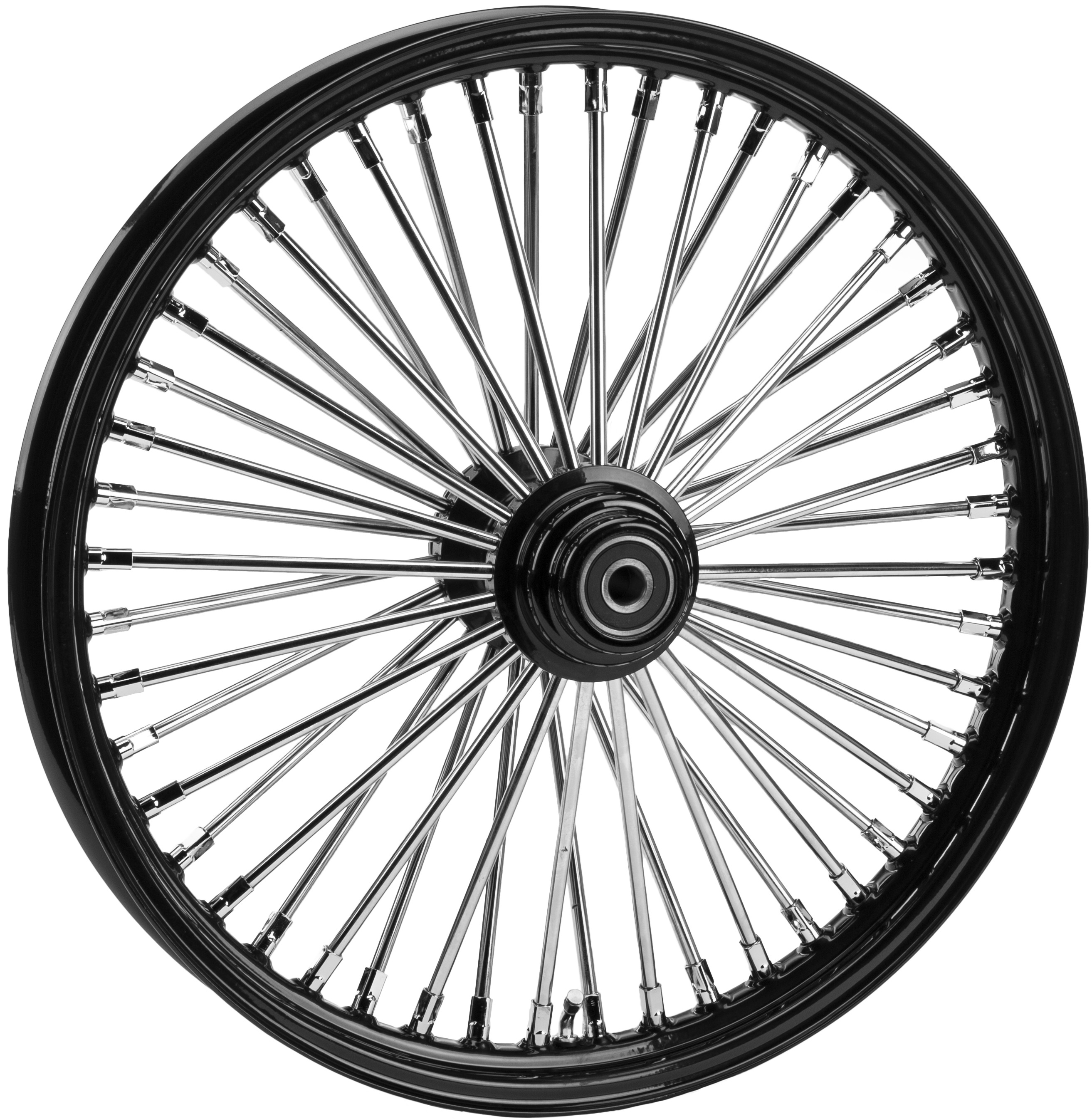 HardDrive 48-Spoke Black Front Wheel 26x3.5 in. Flat Hub 25mm Axle - 48-spoke black front wheel 26x3.5 in. For custom fitment - Click Image to Close